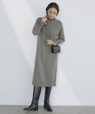 WEB限定カラーあり】 ソフトカシミヤミックス ハイネックワンピース 