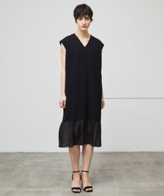 トレンディ Vネック ドレス 再入荷 感抜け 再入荷】Vネック刺繡風パーティードレス 編み上げ風ドレス 膝丈