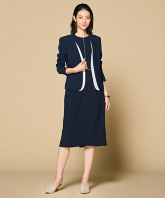 セットアップ対応】CINDY ／ 配色ライン クルーネックドレス