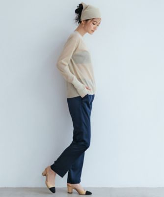 MAG×スタイリストコラボ】シャイニーシアーニット×サテンストレート 
