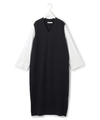 洗える】 クロスコンビ ニットワンピース（OPCYCW0405