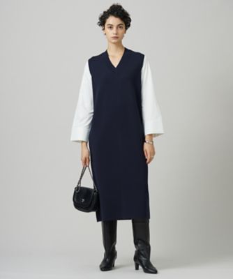 洗える】 クロスコンビ ニットワンピース（OPCYCW0405