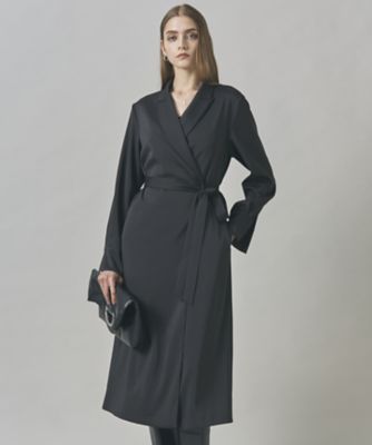 ＜ICB (Women)＞【洗える】ストレッチダブルサテン　テーラーカラー　ラップワンピース（ＯＰＣＹＧＷ０４１７）