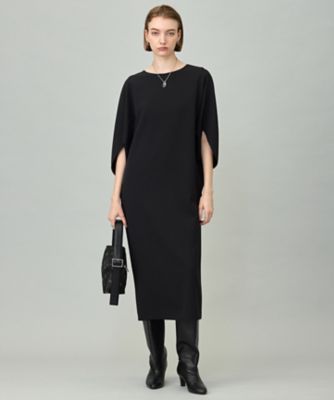 洗える】 ウールライクストレッチ ドルマンスリーブワンピース