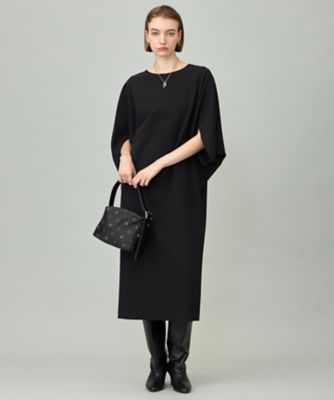 洗える】 ウールライクストレッチ ドルマンスリーブワンピース