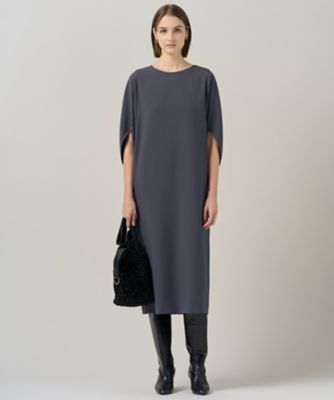 【ICB】ドルマンスリーブワンピース　ロングワンピ　黒　XL 大きめゆったり 洗える】 ウールライクストレッチ ドルマンスリーブワンピース