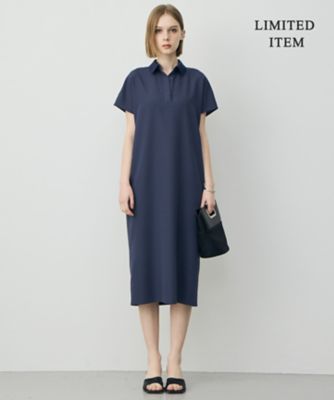 WEB限定】FluidBackSatin ニット衿シャツワンピース