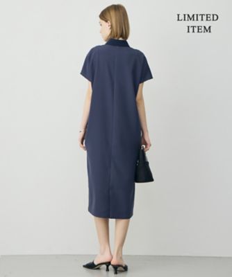 WEB限定】FluidBackSatin ニット衿シャツワンピース