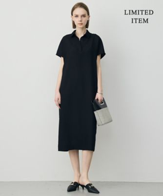 WEB限定】FluidBackSatin ニット衿シャツワンピース
