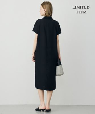 WEB限定】FluidBackSatin ニット衿シャツワンピース