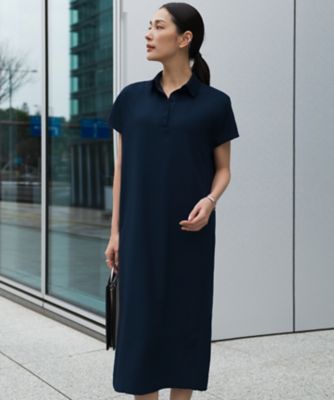 WEB限定】FluidBackSatin ニット衿シャツワンピース