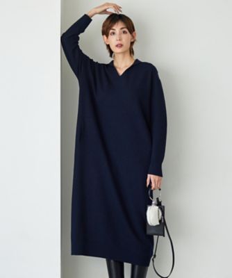 希少 美品 伊勢丹 ネイビー ワンピース インポート イタリア製 折りたたみ可