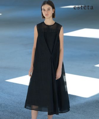 ＜esteta (Women)＞【エステータ】シャドーチェック　アシンメトリー　ワンピース（ＯＰＨ６ＬＭ０９４４）