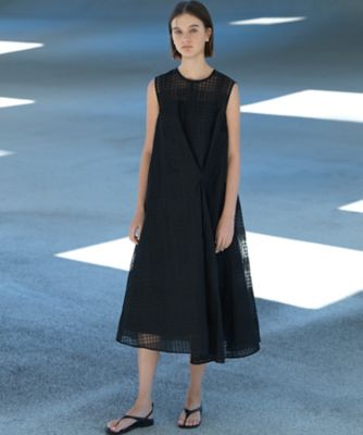 エステータ】シャドーチェック アシンメトリー ワンピース