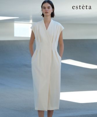 ＜esteta (Women)＞【エステータ】マットクレープジョーゼット　ワンピース（ＯＰＨ６ＬＳ０９２９）