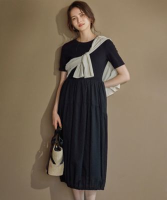 ＜23区 S (Women/小さいサイズ)＞【ＳＬＯＷ／一部店舗限定】コットンローンウェーブ　バルーン　ワンピース（ＯＰＳ２ＣＭ０９６１）