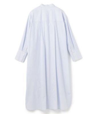 極美品.定価3.7万 シャツワンピース ボリューム袖 ストライプ 水色×白 コットンクロスストライプ シャツワンピース（OPUVLS0301