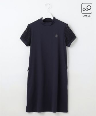 【ＷＯＭＥＮ】人気デザインがワンピースで登場【ＵＶカット】レース袖　モックネック　ワンピ（ＯＰＶＬＣＭ０５０８）