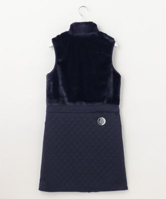 WOMEN】フェイクファー×キルト ワンピース 1枚で暖かい寒い日の