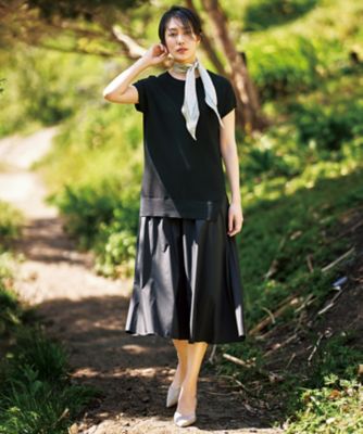 ＜自由区 S (Women/小さいサイズ)＞【カタログ掲載・洗える】ハイツイストコットンアセテート異素材コンビ　ワンピース（ＯＰＷ７ＣＡ０２５１）