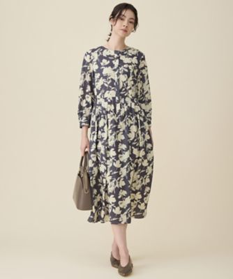 ＜自由区 S (Women/小さいサイズ)＞バイカラーフラワープリント　ワンピース（ＯＰＷ７ＬＳ０２０８）