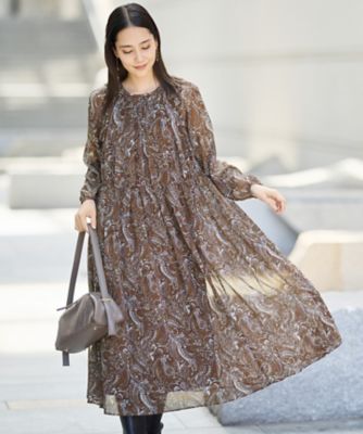 ＜自由区 (Women)＞【ＳＨＩＨＯさん着用】ペイズリープリント　ワンピース（ＯＰＷＭＧＷ０４１４）