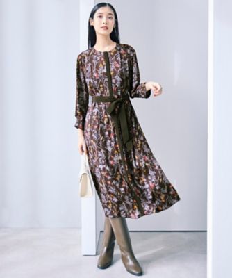 ＜自由区 (Women)＞【ＷＥＢ＆一部店舗限定・新色追加・定番人気・着用動画あり】ハーバルフロープリント８分袖　ワンピース（ＯＰＷＭＳＷ０８０７）