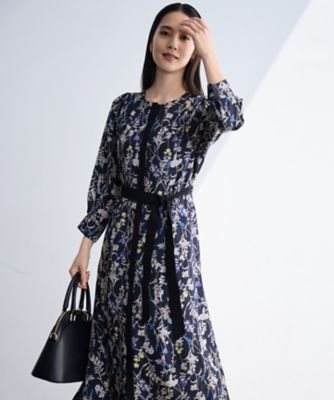 WEB＆一部店舗限定】ハーバルフロープリント8分袖 ワンピース