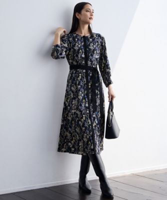 WEB＆一部店舗限定】ハーバルフロープリント8分袖 ワンピース