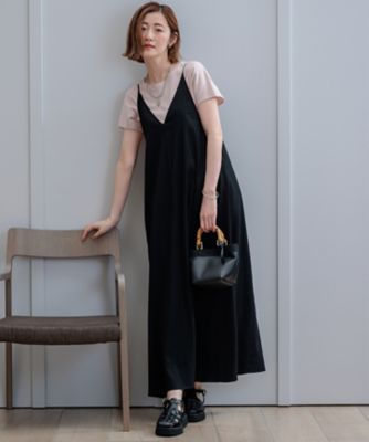 洗える】リネンレーヨンストレッチ キャミソール ワンピース