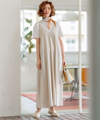 洗える】リネンレーヨンストレッチ キャミソール ワンピース