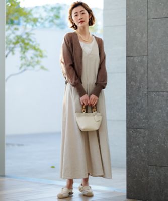 洗える】リネンレーヨンストレッチ キャミソール ワンピース