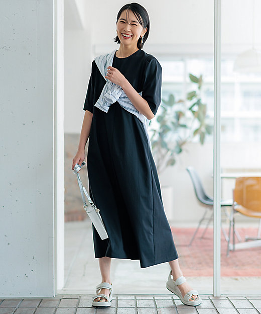 洗える】ALBINIコーコラン タックスリーブ ワンピース 洗える】ALBINIコーコラン タックスリーブ ワンピース