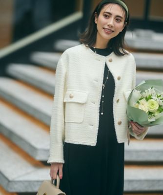 洗える】パールディテール フレア ニットワンピース