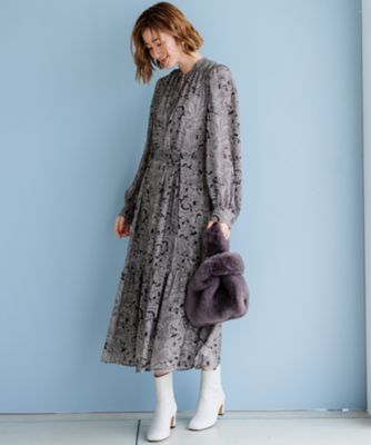 洗える】Rattiペイズリープリント ティアード ワンピース