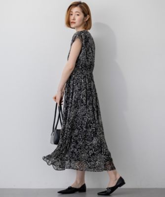 美品　23区　Ratti フラワープリント ワンピース　花柄　ボタニカル　ブルー 23区 Ratti フラワープリント ワンピース 花柄 ボタニカル