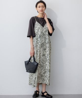 ♡familiar♡ワンピース 洗える】アンティークフラワープリント キャミソールワンピース