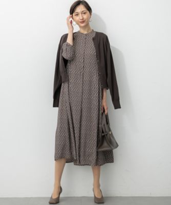 洗える】モダンジオメトリックプリント ワンピース