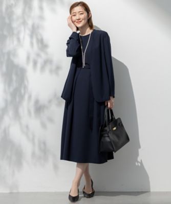 and per se ワンピース ネイビー　ストレッチ　吸汗速乾　UVカット機能 吸水速乾／UVカット／接触冷感／洗える】ストレッチジョーゼット
