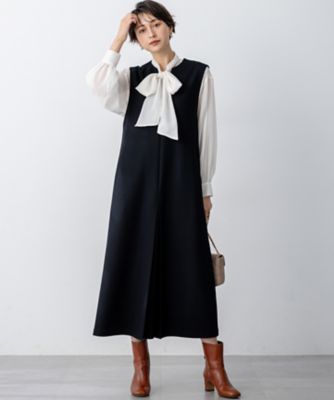 ウールミルドジャージー ボックスタック ジャンパースカート