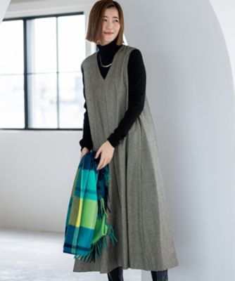 23区 (Women)/ニジュウサンク ラメミックスツイード Vネックワンピース(OPWOGW0517) 305_クロ ワンピース・ドレス【三越伊勢丹/公式】