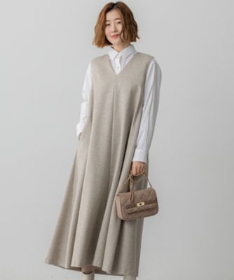 23区 (Women)/ニジュウサンク ラメミックスツイード Vネックワンピース(OPWOGW0517) 333_ベージュ ワンピース・ドレス【三越伊勢丹/公式】