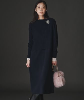 洗える】レイヤードニットツイン ワンピース（OPWOGW0564