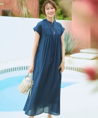 ウォッシュドシアーボイル ピンタック ワンピース