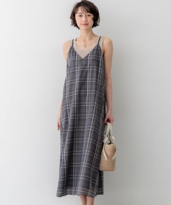 ＜23区 (Women)＞【見上愛さん着用】ハイツイストシアーチェック　キャミソールワンピース（ＯＰＷＯＬＭ０５０７）
