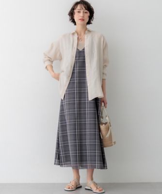 見上愛さん着用】ハイツイストシアーチェック キャミソールワンピース