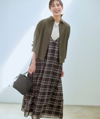 見上愛さん着用】ハイツイストシアーチェック キャミソールワンピース