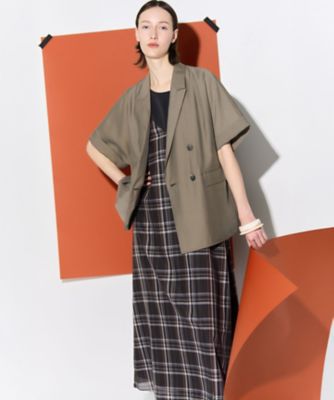 見上愛さん着用】ハイツイストシアーチェック キャミソールワンピース