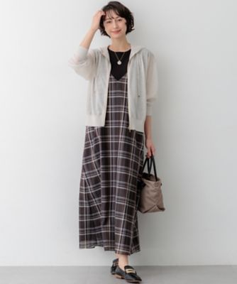 見上愛さん着用】ハイツイストシアーチェック キャミソールワンピース