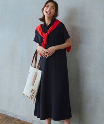 ✨美品✨23区×VERY 限定コラボ シルクコットンツイル ワンピース ネイビー ドライ2WAYツイル ワンピース（OPWOLM0519） | 23区